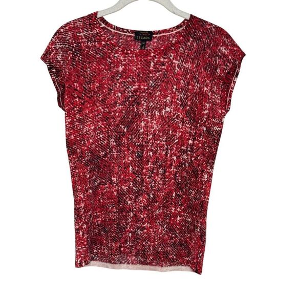 Escada Cashmere Sleeveless Sweater Shell Size Medium Red Plaid - Picture 1 of 6